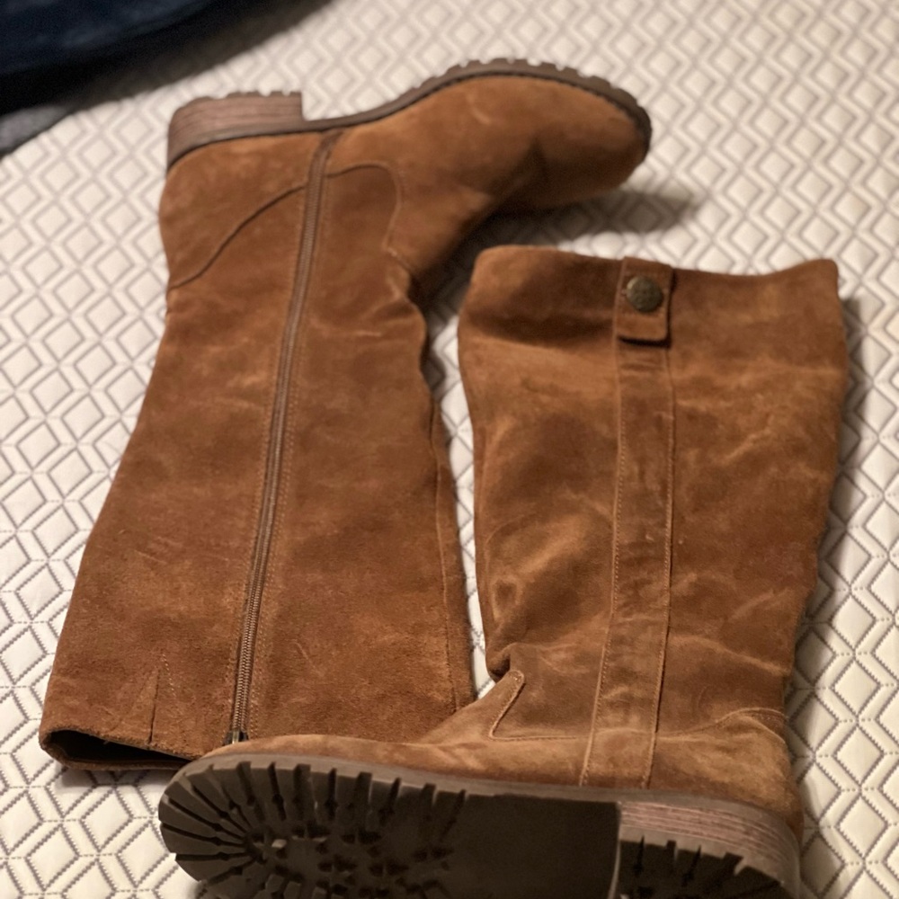 Brown Suede Knee-High Boots